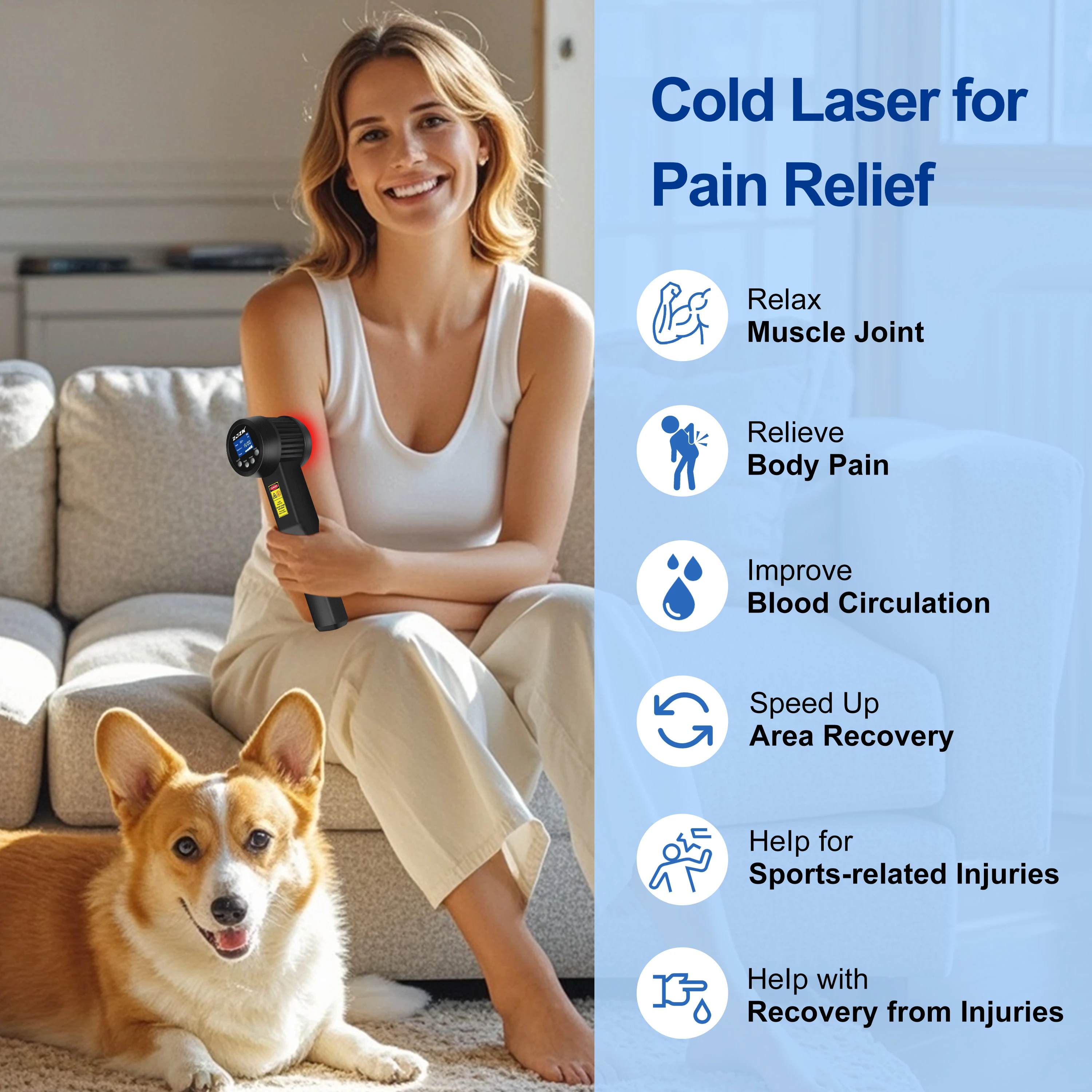 NEW2026 5W 650nm 808nm High Intensity Laser Therapy Device Handheld Deep Tissue Pain Relief for Joint Arthritis Inflammation Hor