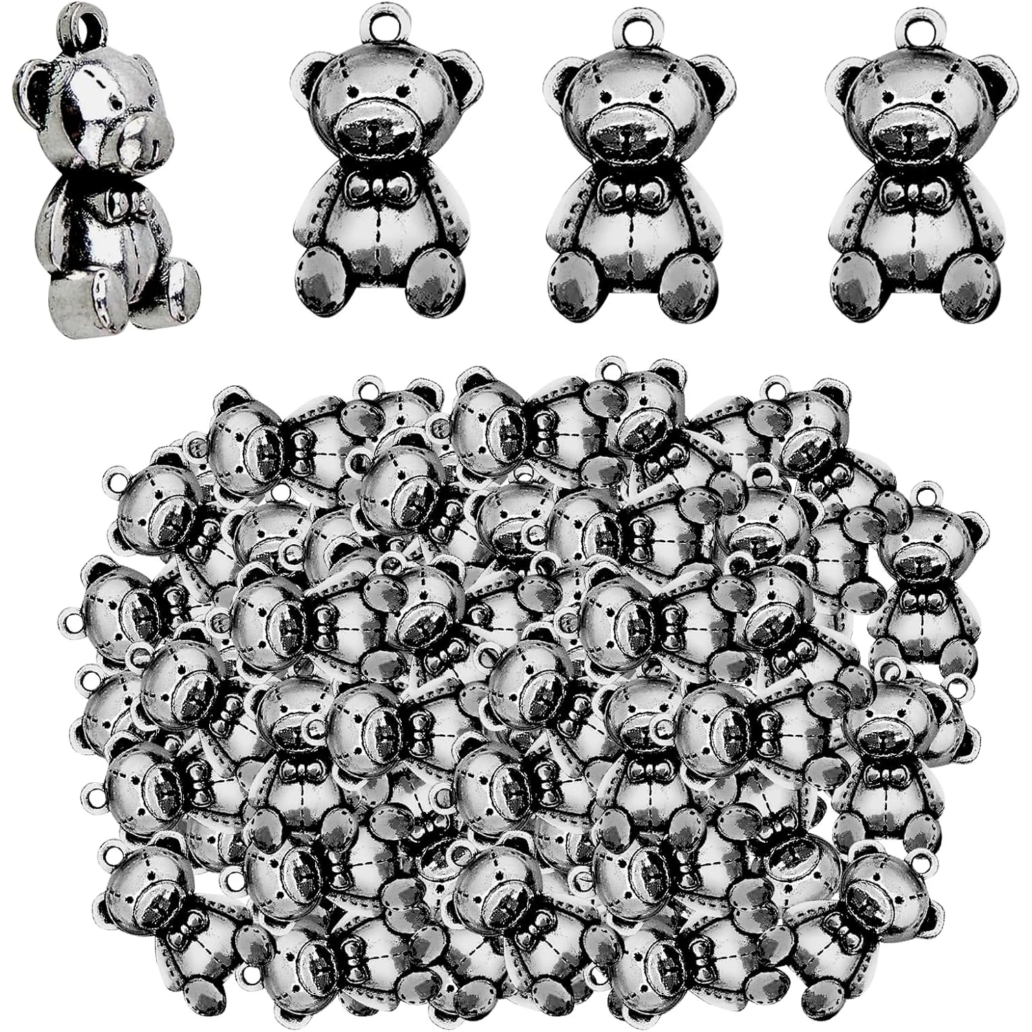 

50 штук маленьких подвесок-мишек из сплава, милые подвески в виде плюшевых мишек, украшения для самостоятельного изготовления ожерелий и браслетов