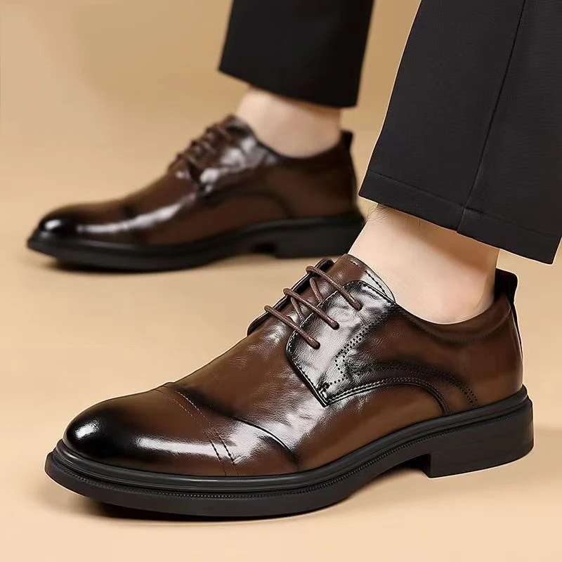 

Flats Classic Men Dress Shoes Business Leather Wingtip Carved Italian Formal Oxford Footwear For Spring Autumn shoes