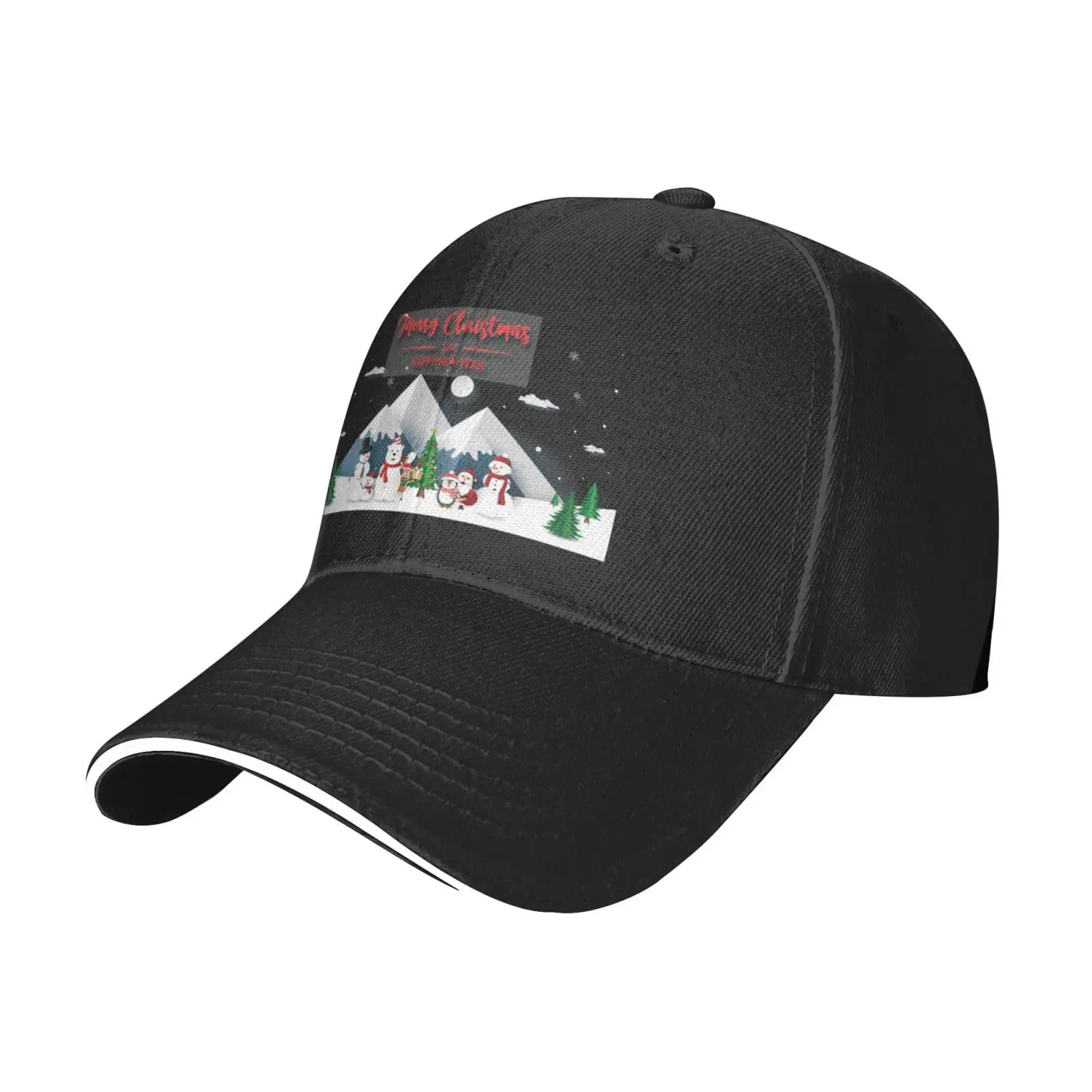 

Christmas Party on The Snowy Mountain Baseball Cap Sandwich Duck Tongue Hat Spring Summer Unisex Fashion Sports Outdoor Travel