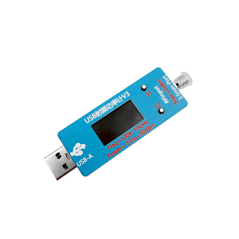 

Portable USB RF Power Meter V3.0 100K To 10GHZ -55 To +30dBm Prestored 9 Attenuation Curves 0.96" Color Display