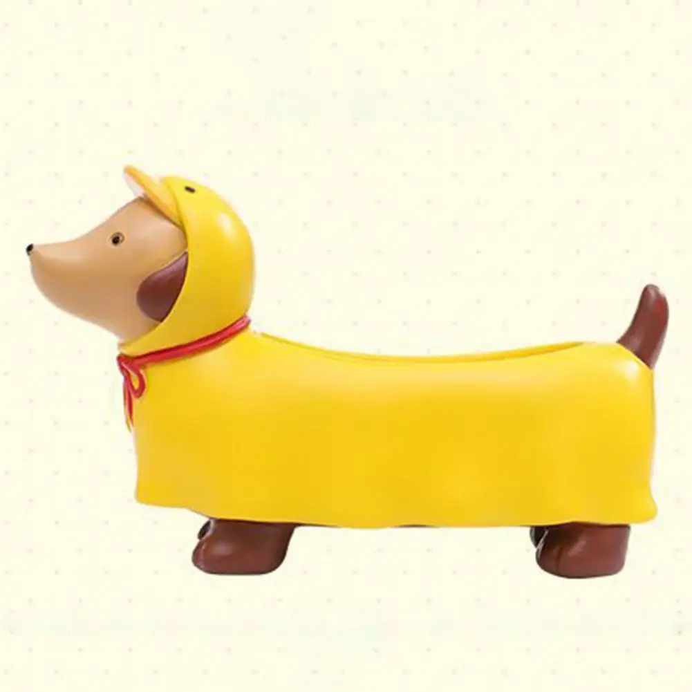 Weather-resistant Flowerpot Resin Dachshund Planter with Drainage Hole Cute Puppy Pot Decorative Small Indoor Plant for Home