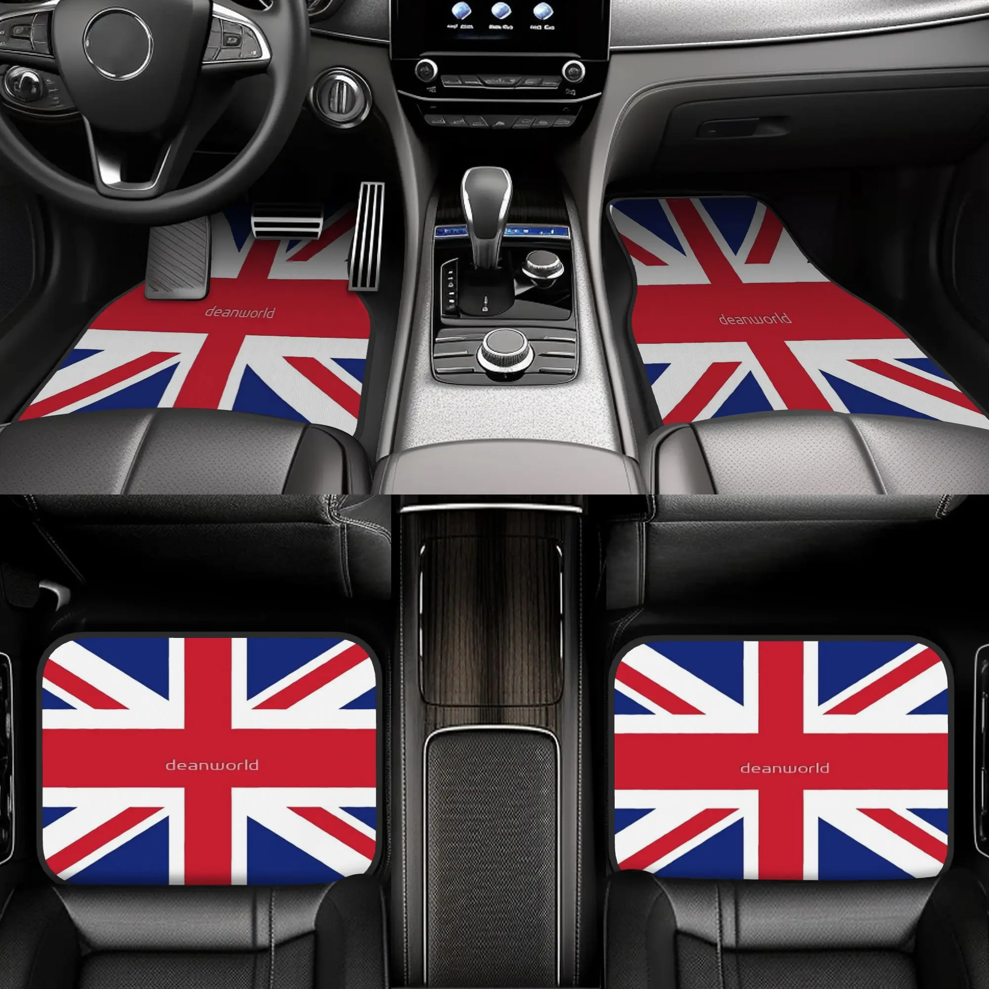 4pcs Union Jack 1960s Mini Skirt Best Of British Flag Car Floor Mats, Durable Polyester Fiber, Fit For Cars, Ideal Gift, Vehicle