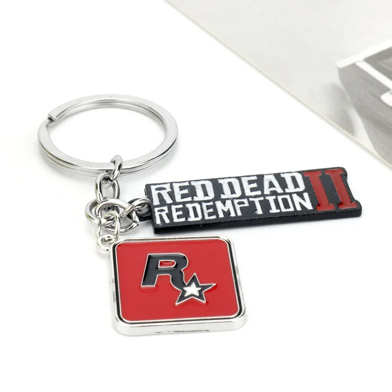 Game Red Dead Redemption 2 Keychain Keyrings Rockstar Game Gun Metal Key Chains Accessories Men Car Women Bag Key Holder