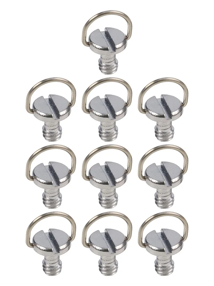 10PCS Steel 1/4\'\' Shaft D-Ring Screw For Camera Tripod Ball Head Monopod Quick Release Plate Camera Mounting Screw Adapter