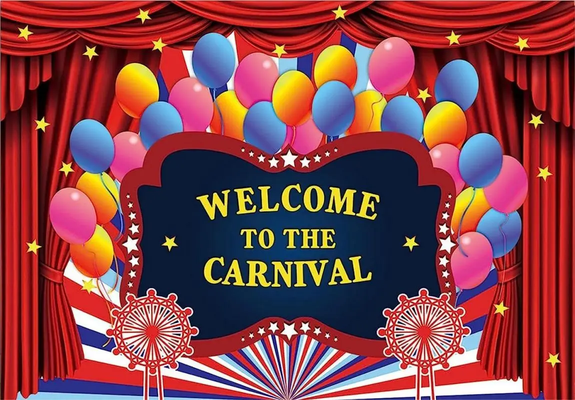 Circus Welcome to The Carnival Theme Backdrop for Photography Background Kids Birthday Party Baby Shower Decorations Banner prop