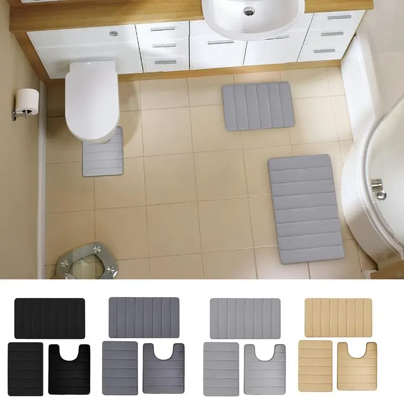 

Bathroom Floor Mat Sets Non-slip Soft Contour Bath Rug Set Home Decoration Bath Mat For Home Hair Salons Bathrooms Homes