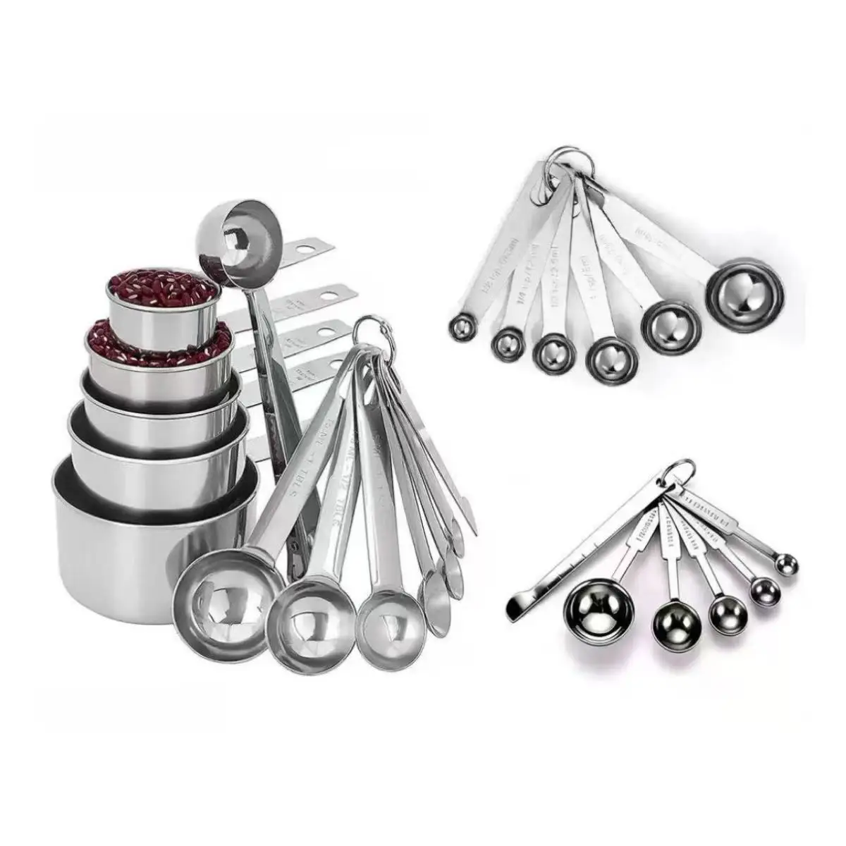 Stainless steel measuring spoon 4/6/7/8 pcs set with scale measuring ruler spoon kitchen coffee baking measuring tool set