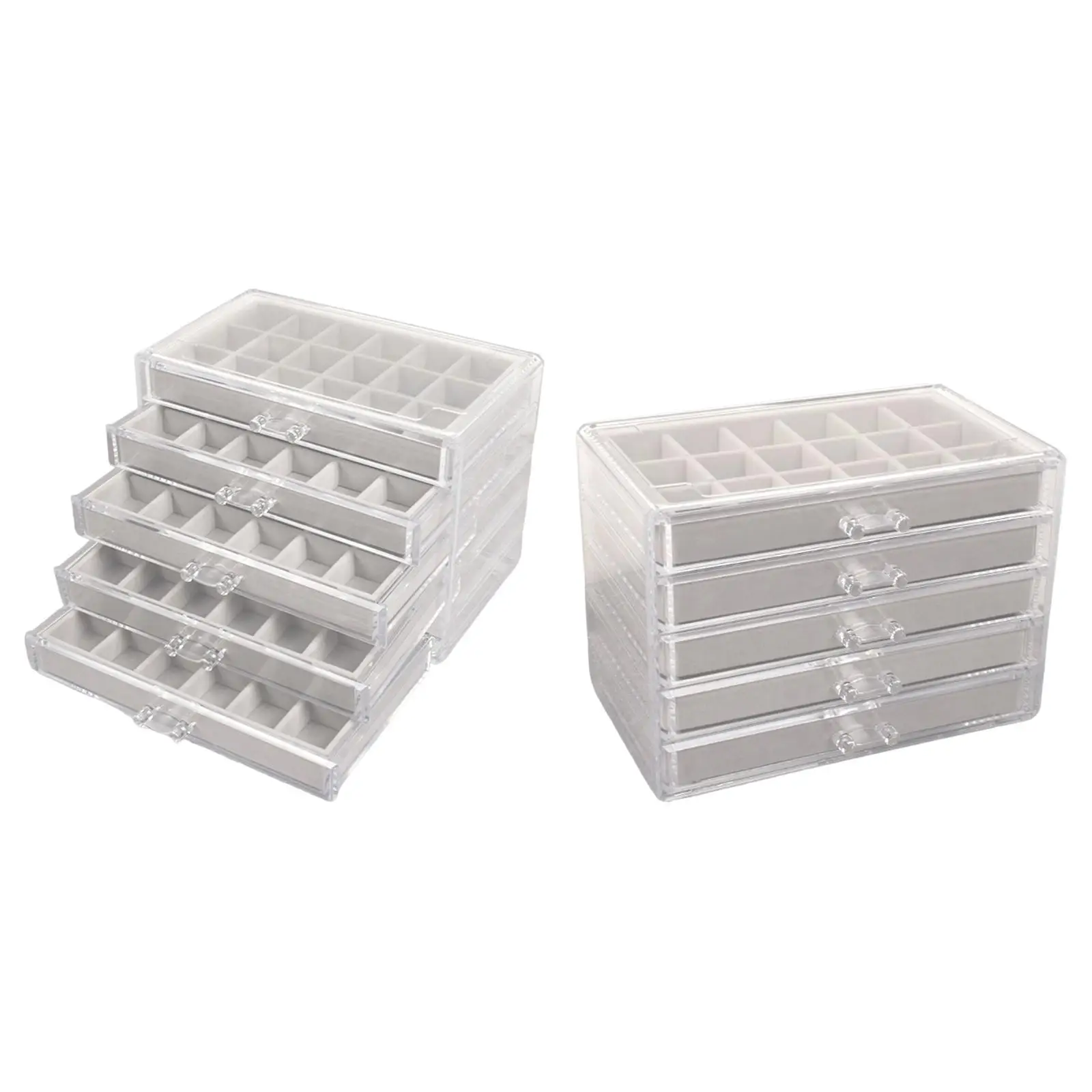 Acrylic Jewelry Box with 5 Drawers, Clear Earring Storage Organizer Display Case for Women Girls,75 Grids