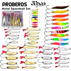 10-50 Uds. Cuchara de metal traje de cebo de pesca kit de cebo giratorio artificial de alta calidad perca salmón accesorios de pesca al aire libre