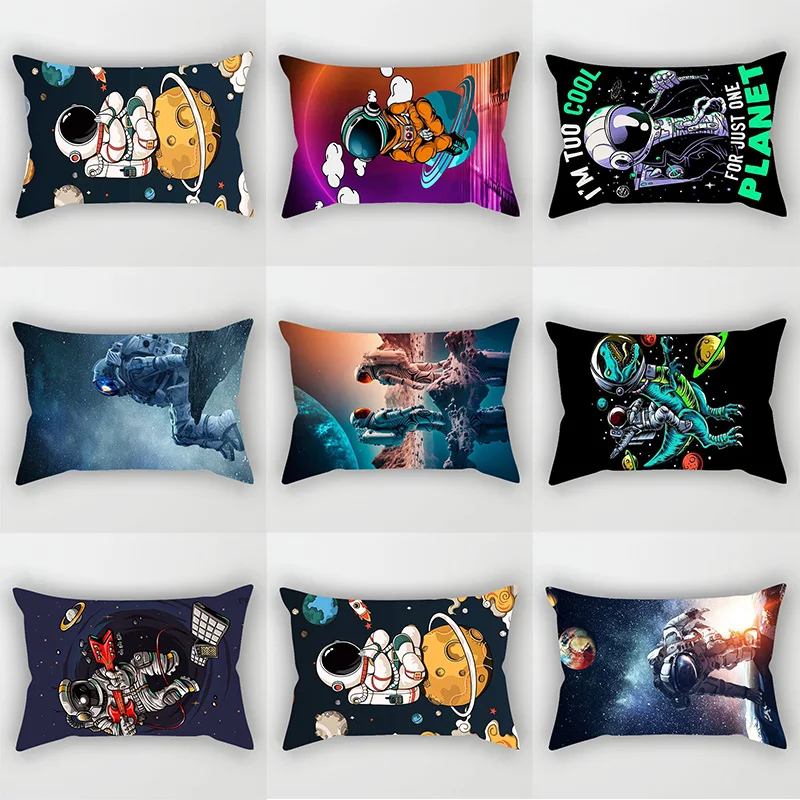 Astronaut Space Exploration Beautiful Space Scenery Pillow Cases High Quality Double Sides Short Plush Thick  Pillow Covers