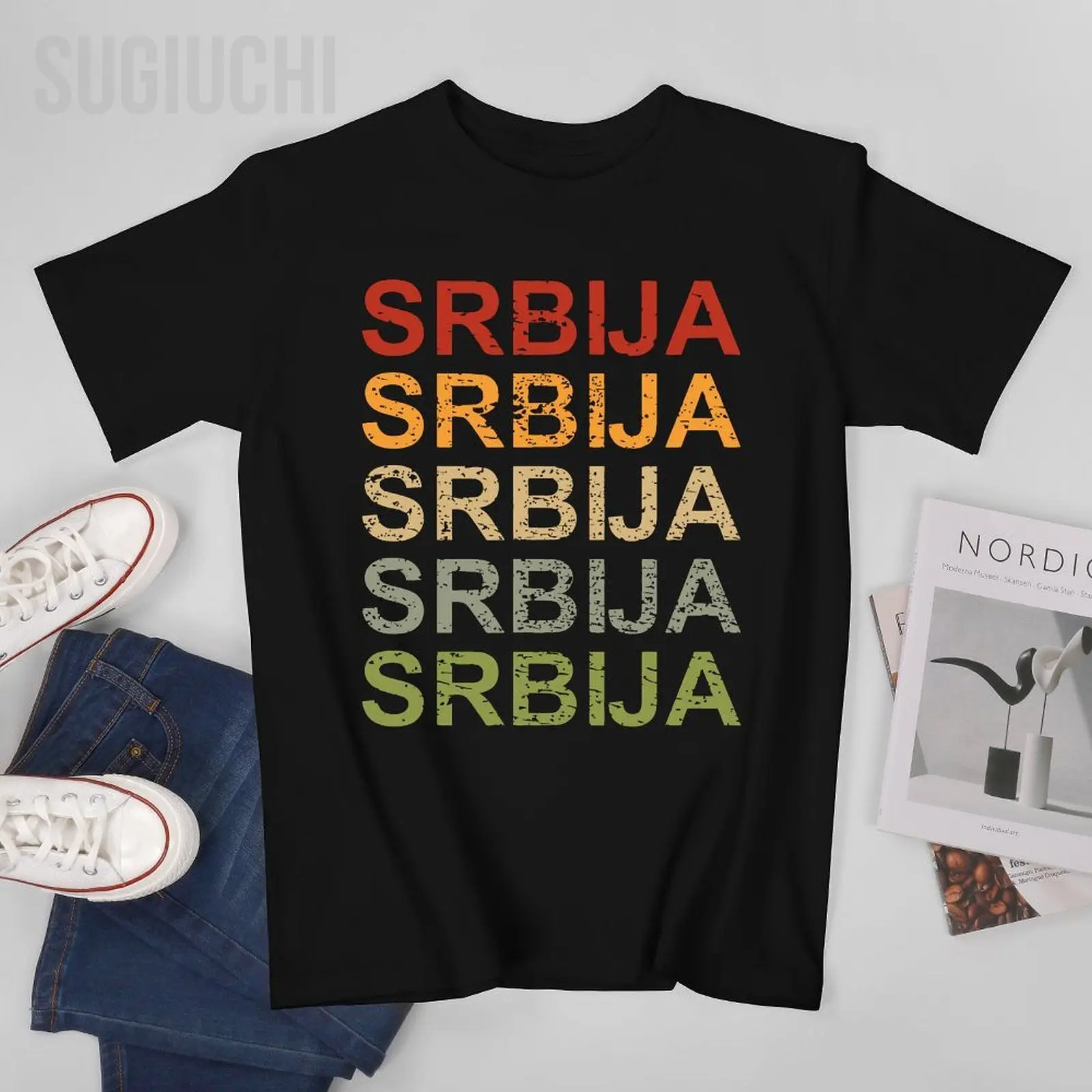 Unisex Men Retro Srbija Serbia Yugoslavia Tshirt Tees O-neck T Shirts Women Boys 100% Cotton T-Shirt