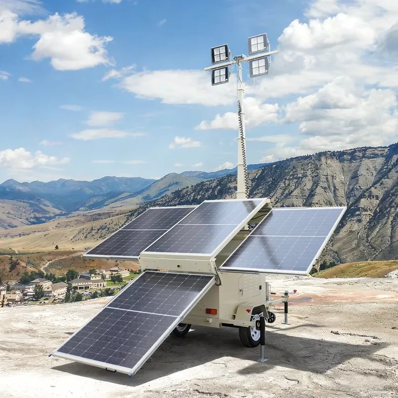 Customized Solar Panel Mobile Solar Lighthouse Outdoor Solar Floodlight LED Street and Garden Lighting Tower Trailer