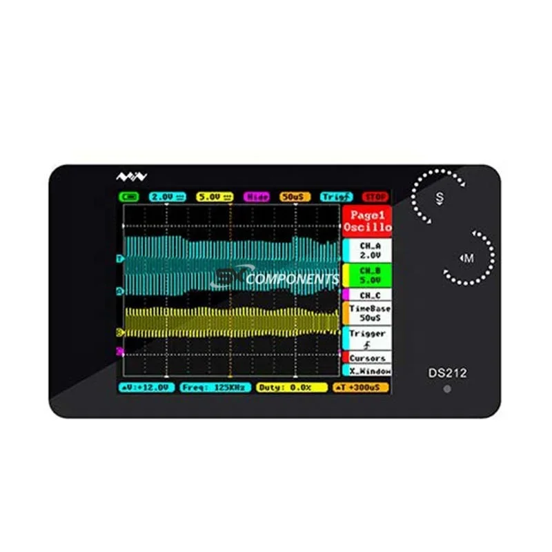 

MINI DS212 Digital Storage Oscilloscope Portable Nano Handheld Bandwidth 1MHz Sampling Rate 10MSa/s Thumb Wheel