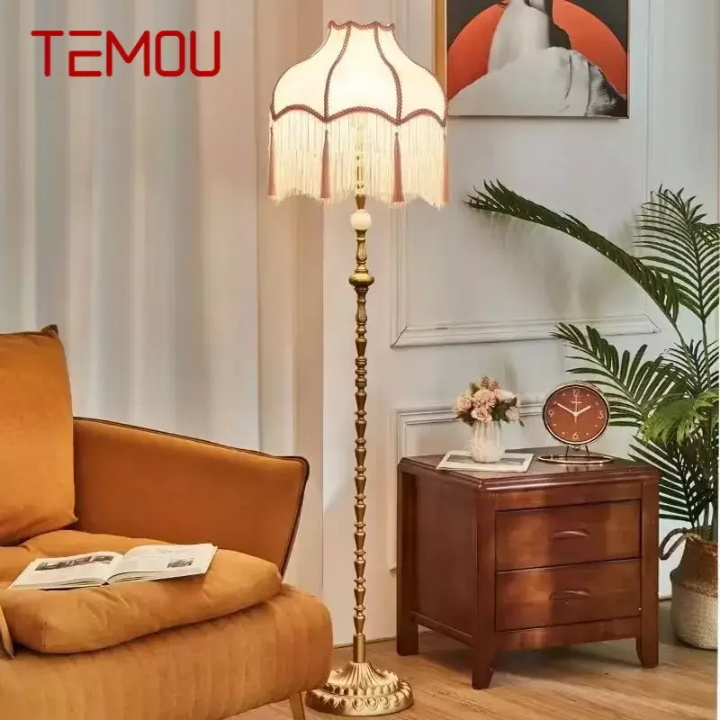 

TEMOU European Floor Lamp American Retro French Tassel Living Room Bedroom Villa Sofa Edge Originality Home Furnishings