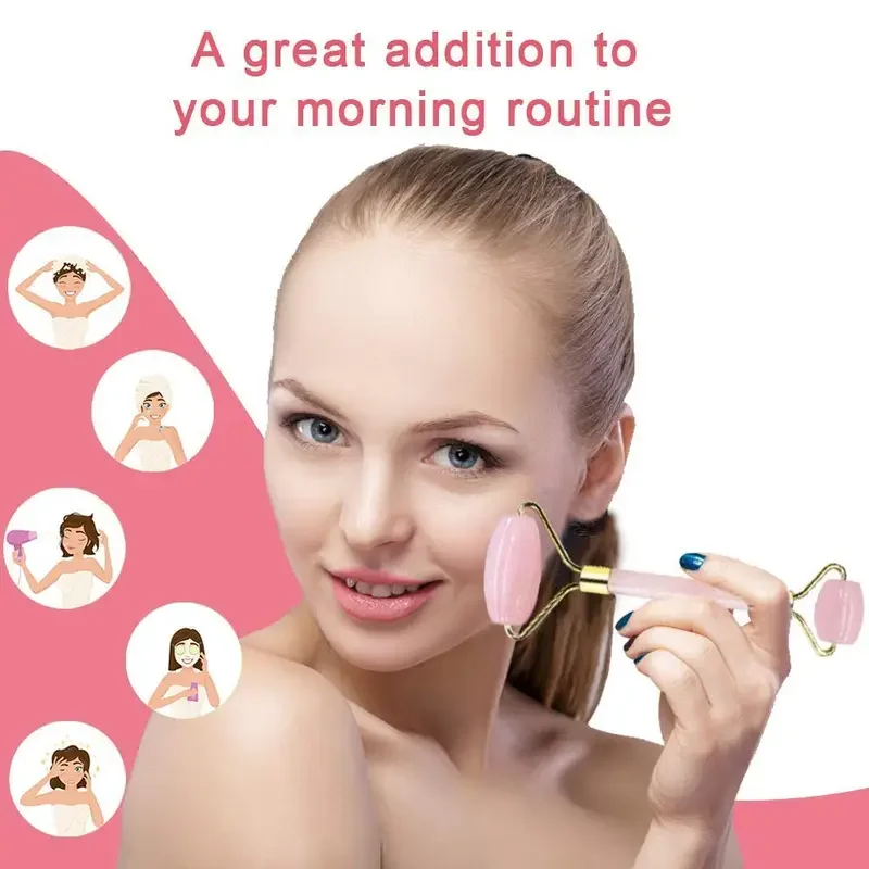 100%天然ローズジェイドローラー＆かっさプレートセット - フェイスマッサージャー