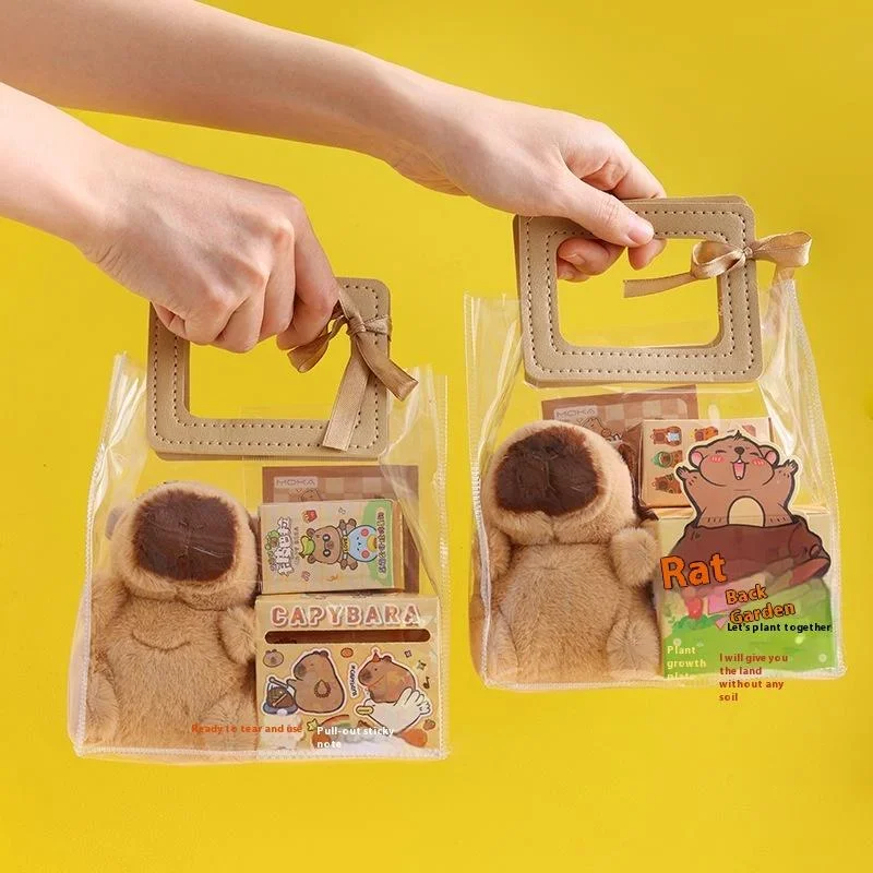 1Pcs Comprehensive Student's Stationery Set Pen Stickers Notebook Plush Capybara Pendants, Handbag & Final Prizes.