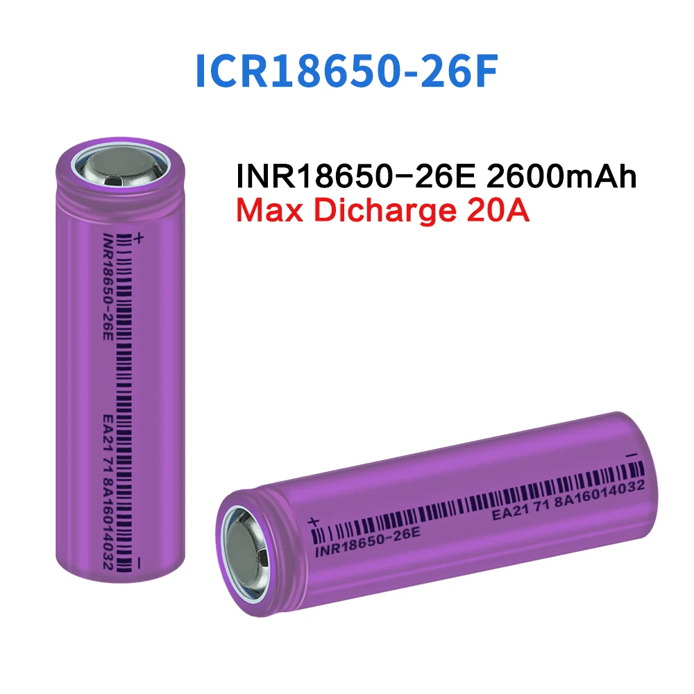 New 18650 Battery 3.7V 2600mAh Max discharge 20A 18650 Lithium Rechargeable Batteries For Flashlight Power tool