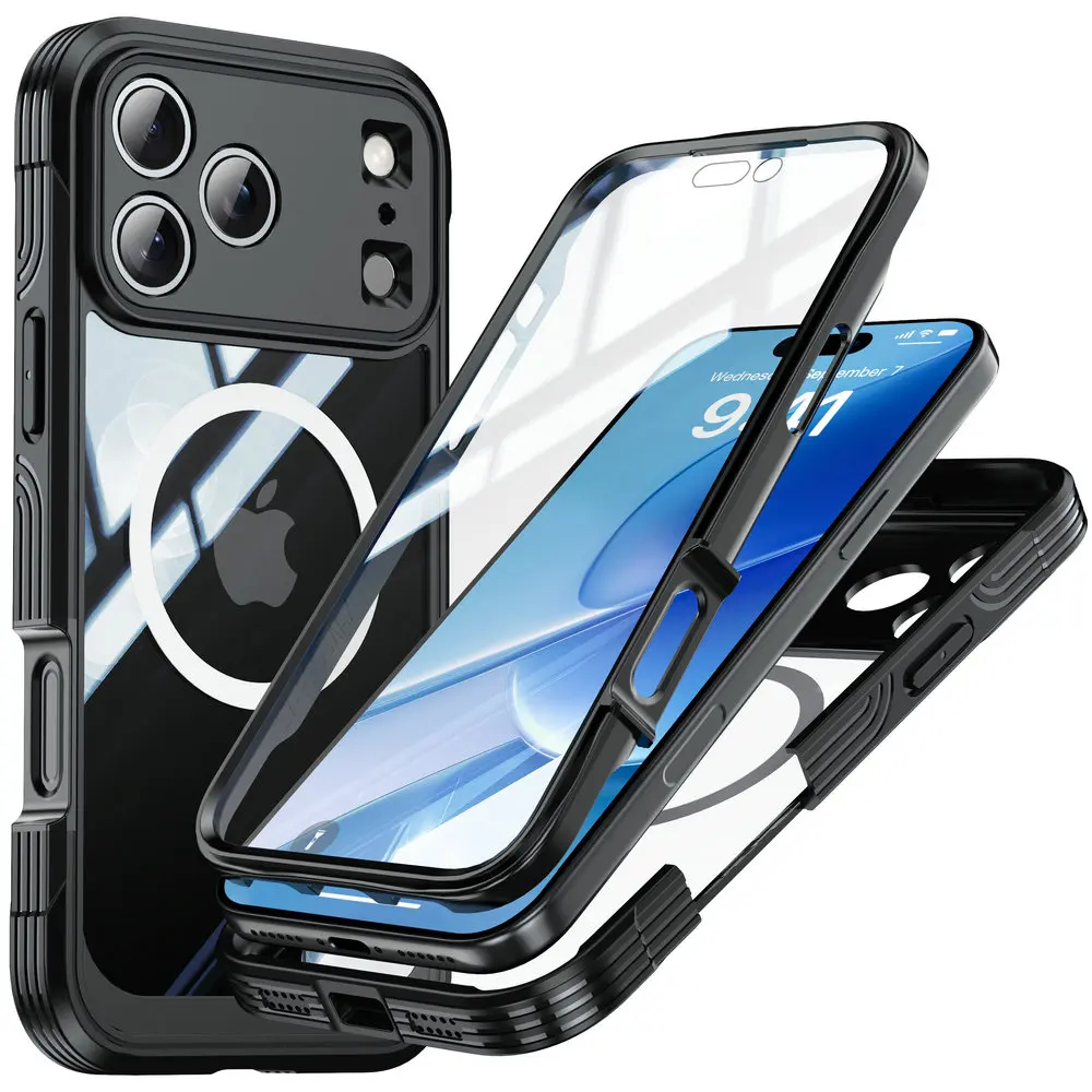 

Для iPhone 17 PRO MAX 5G 2025 Чехол MagSafe Передняя пленка 360 Защита Противоударный чехол для iPhone 17 Pro Max iPhone17 Воздушный бампер