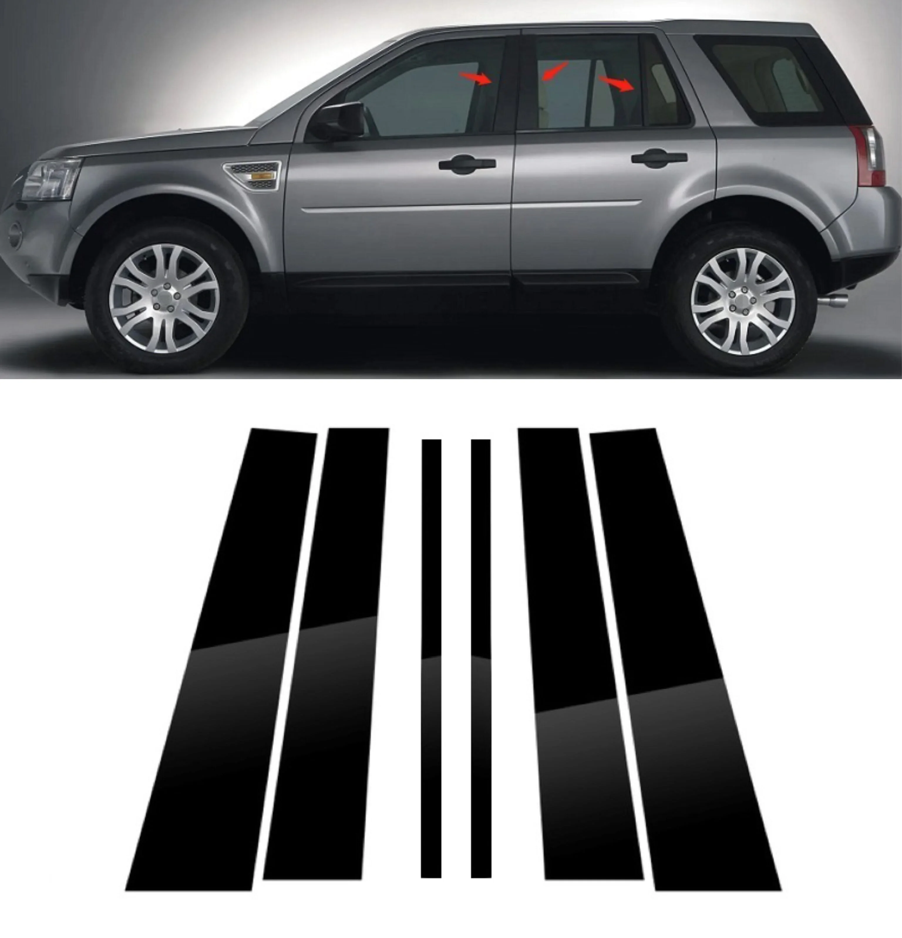 6Pcs Glossy Black Pillar Posts Cover Fit for Land Rover Freelander 2 (L359)/LR2 2007-2015 Window Car Door Trim BC Column Sticker