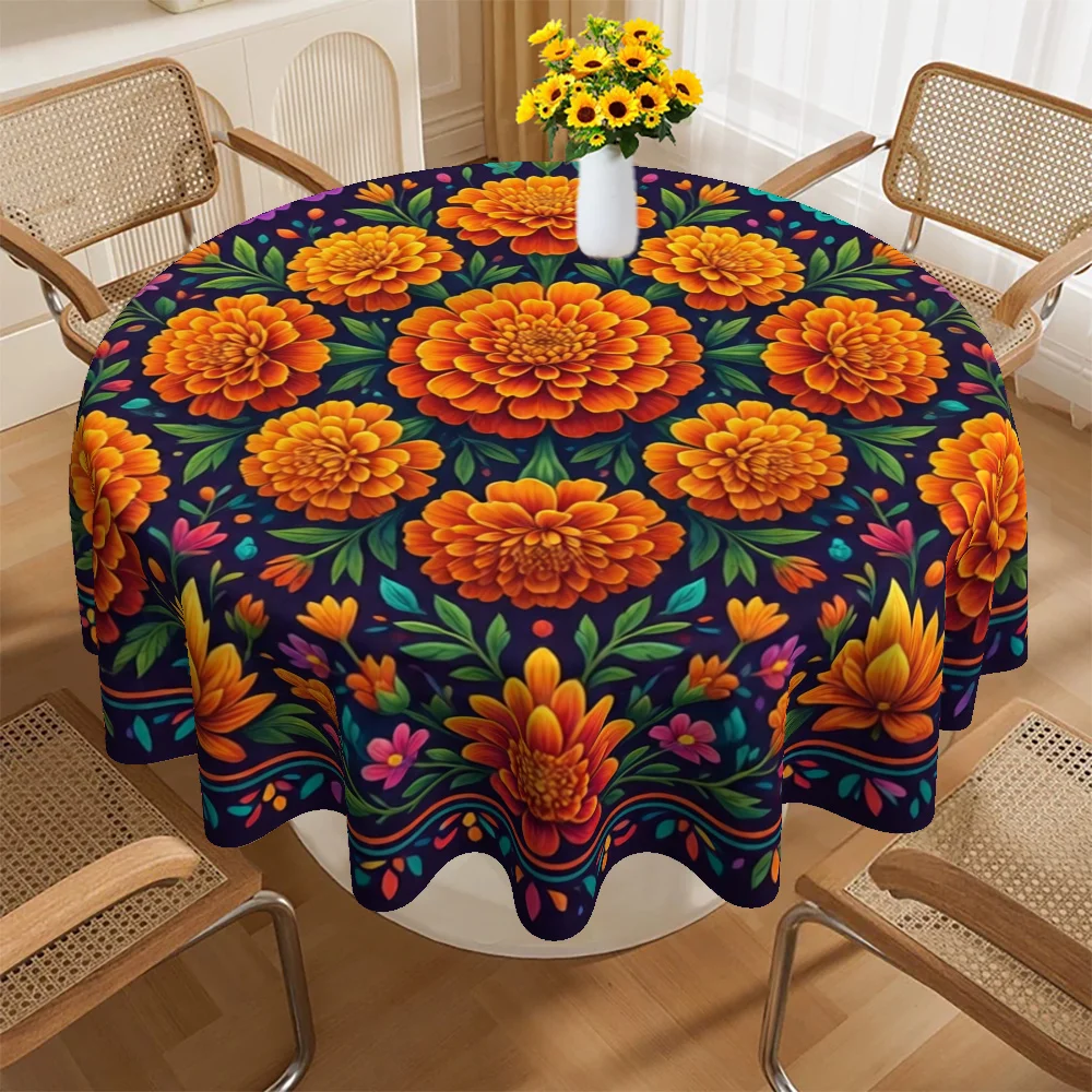 One tablecloth, with a theme of the Dead Man's Day, featuring sunflowers and sugar - skull patterned tableware tableclothzyc