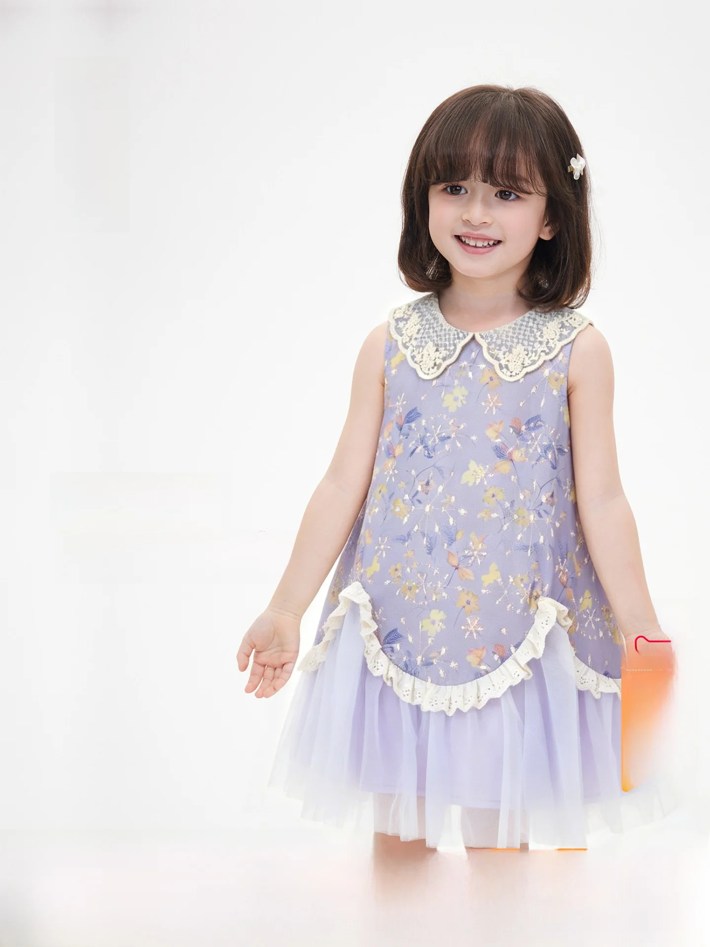 royal-princess-floral-print-dress-lace-collar-summer-new-style-children's-fashionable-dress-baby-girl-skirt-cotton-100-princ