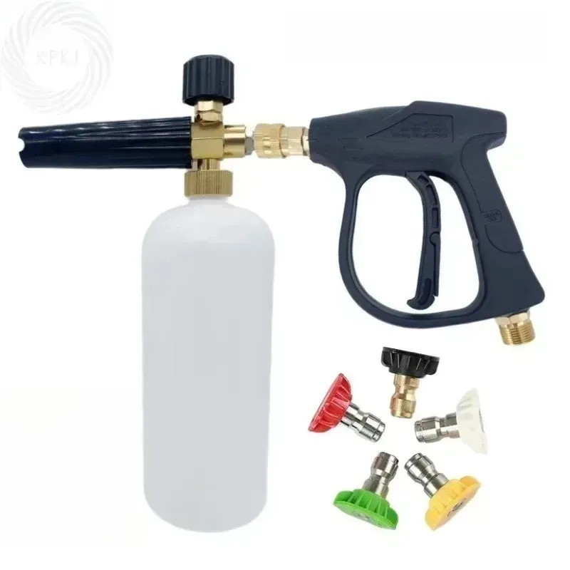 Pose Pressure Washer Short Gun Foam Cannon Combo 5 Nozzle M2.2-1.4cm/M0.86-0.55inch Connector 1L Capacity for Car/Patio Cleaning