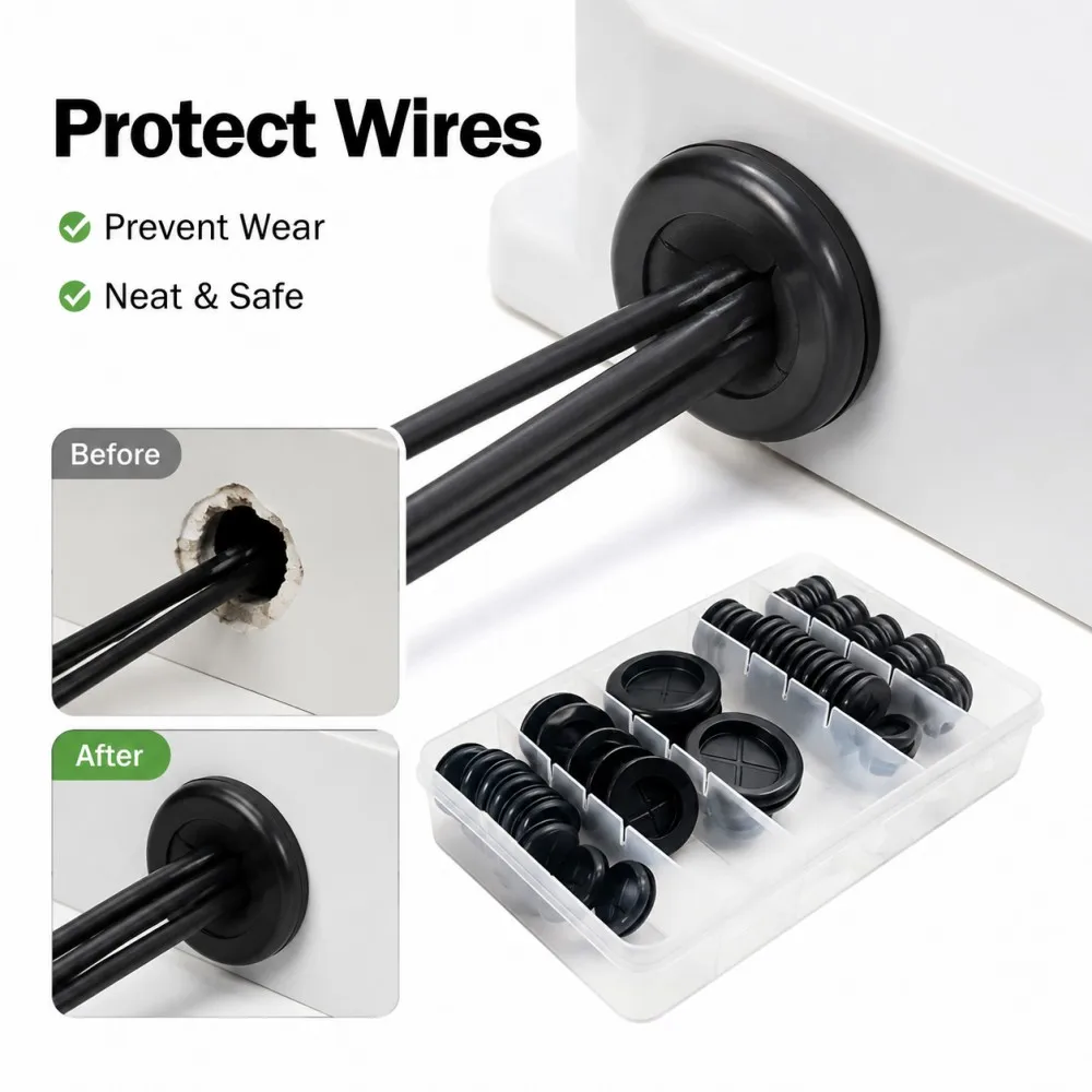 Waterproof Desk & Car Firewall Rubber Grommets 1-1/2