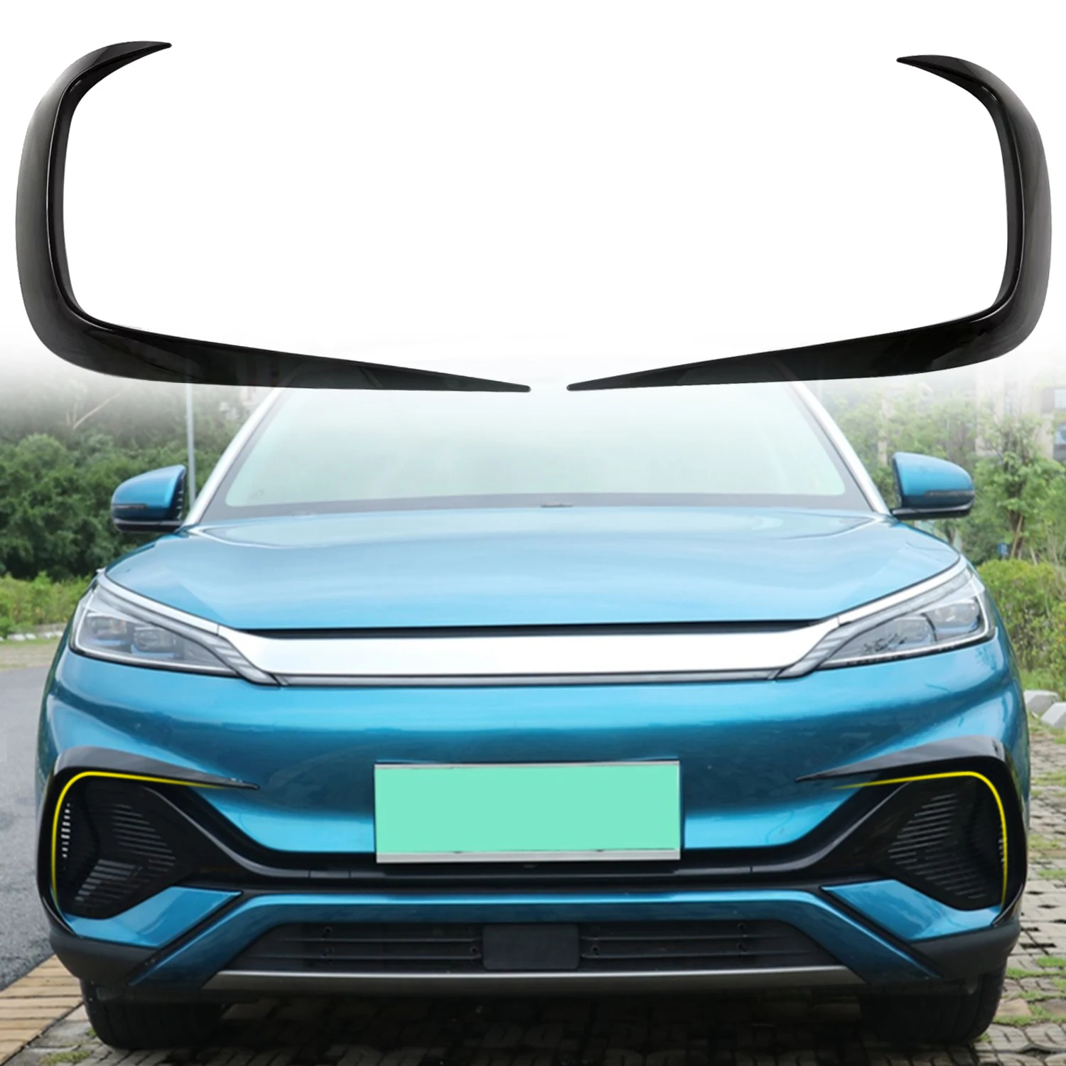 For BYD Atto 3 Yuan Plus 2022 2023 Car Accessories ABS Front Side Bumper Decoration Strips Cover 2pcs