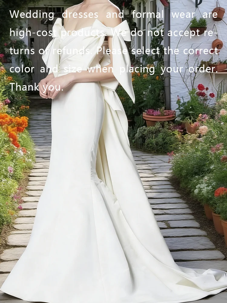 أنيقة قبالة الكتف القوس أكمام حورية البحر الطابق طول فساتين زفاف العروس أثواب الزفاف حسب الطلب