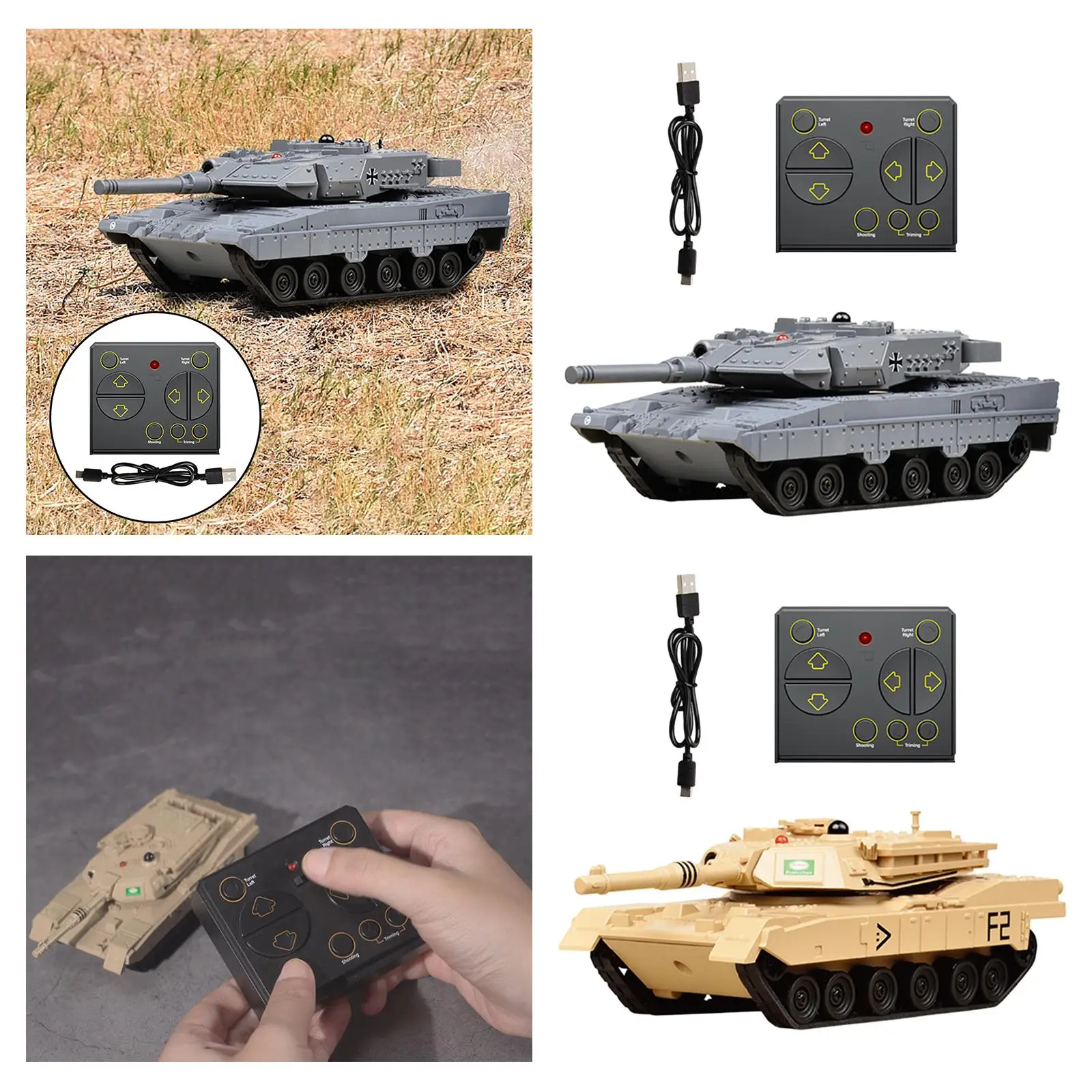 Tanque de batalla RC, sonido realista, Control remoto, modelo de tanque para niños 3 4 5