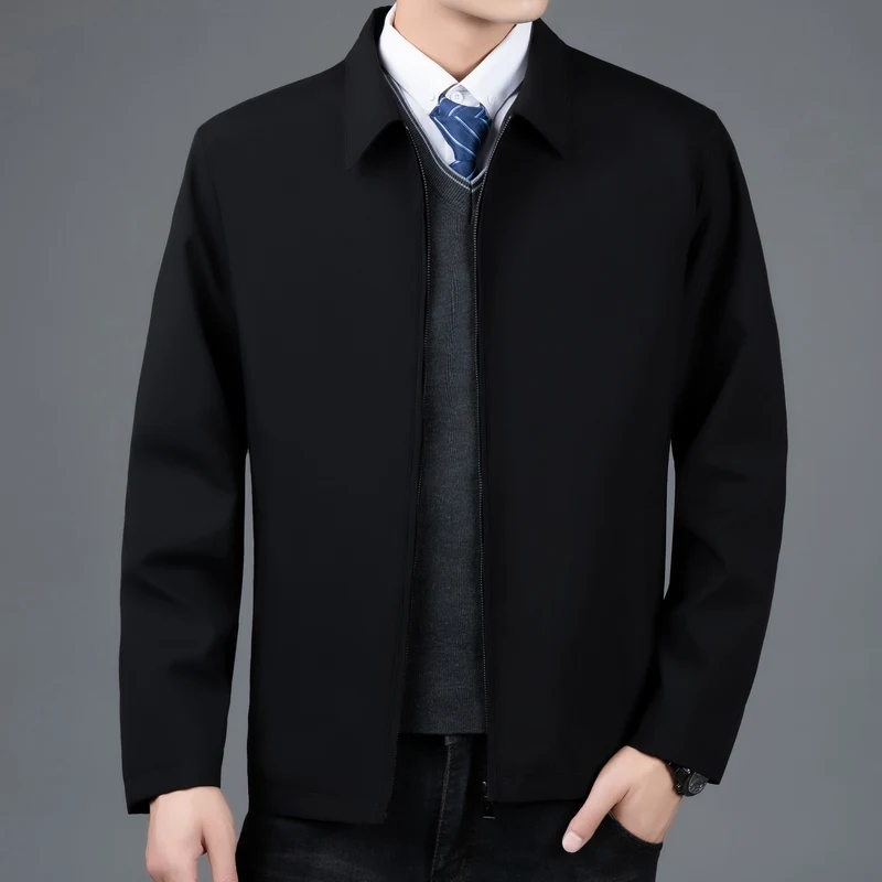 New Brand Business Jacket Men Casual Coats Zipper Simple Middle-Aged Elderly Dad Clothes Office Outerwear Men\'s Blazer Jackets