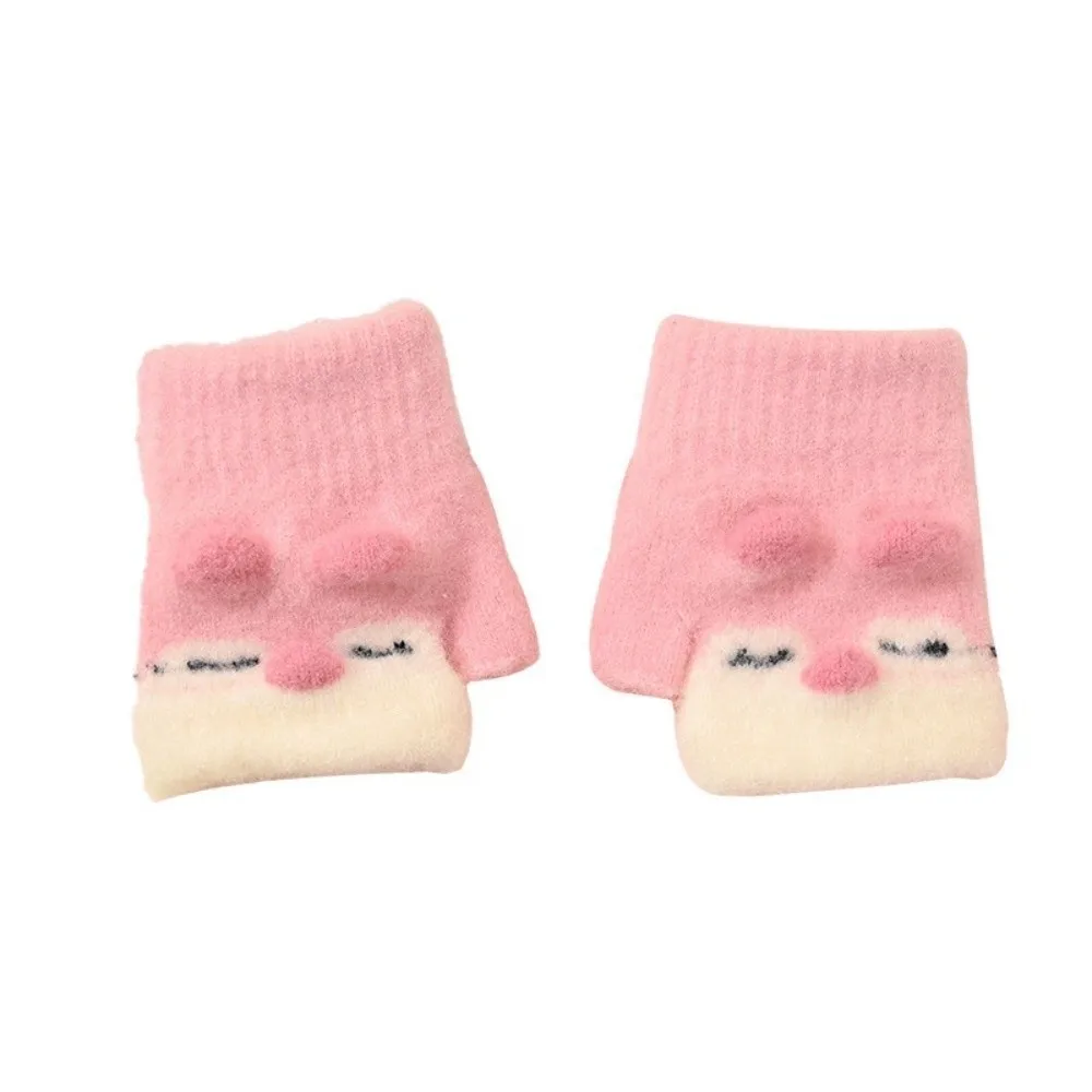 Fashion Cute Cartoon Children's Gloves Cold Proof Windproof Fingerless Mitten Knitted Warm Gloves