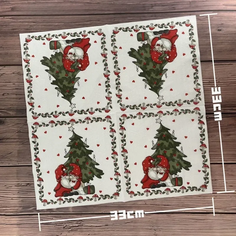 20pcs 33cm New Christmas Party Decoration Paper Christmas Tree Cartoon Father Christmas Granny Love Printed Paper Placemats