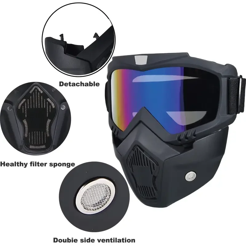 

Frogproof Ski Goggles With Mask, Snowboard Goggles With Detachable Mask, Windproof For Winter Outdoor Sports