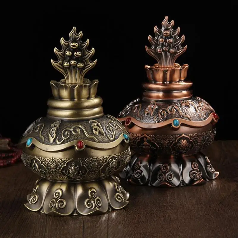Small large treasure bottles, featuring the Eight Auspicious Symbols and lotus designs, made of copper alloy, suitable for d