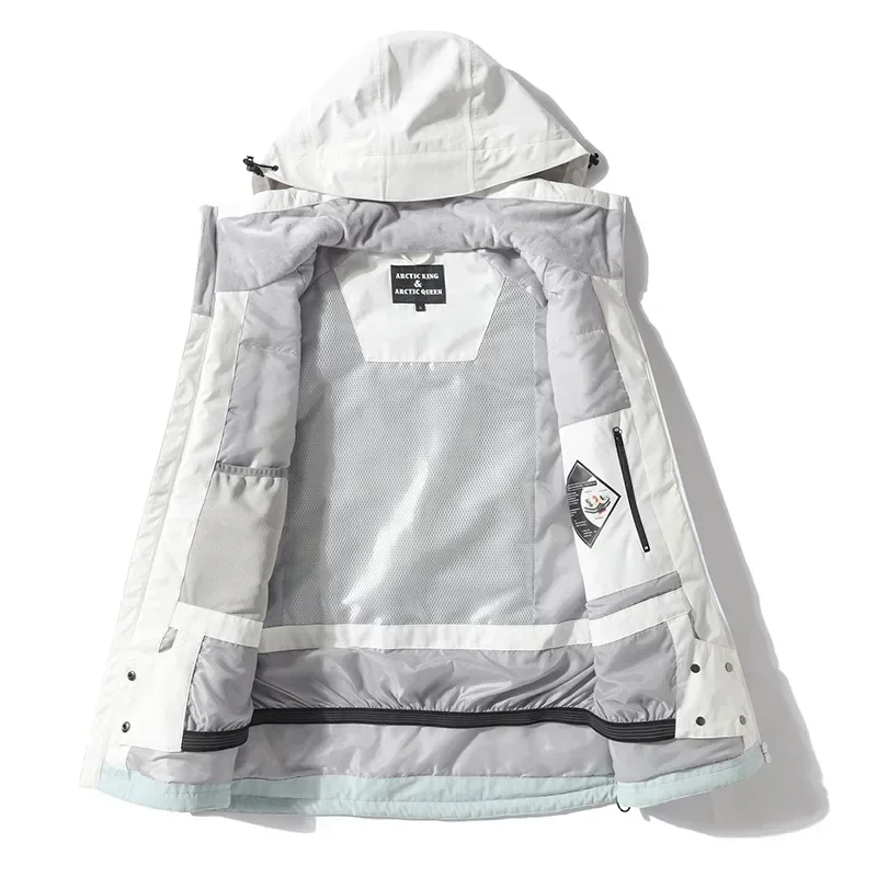 2025 Giacche da sci Abbigliamento da neve femminile Antivento Capispalla da uomo Donna Sport invernali Top da sci Cappotti da snowboard all'aperto con cappuccio