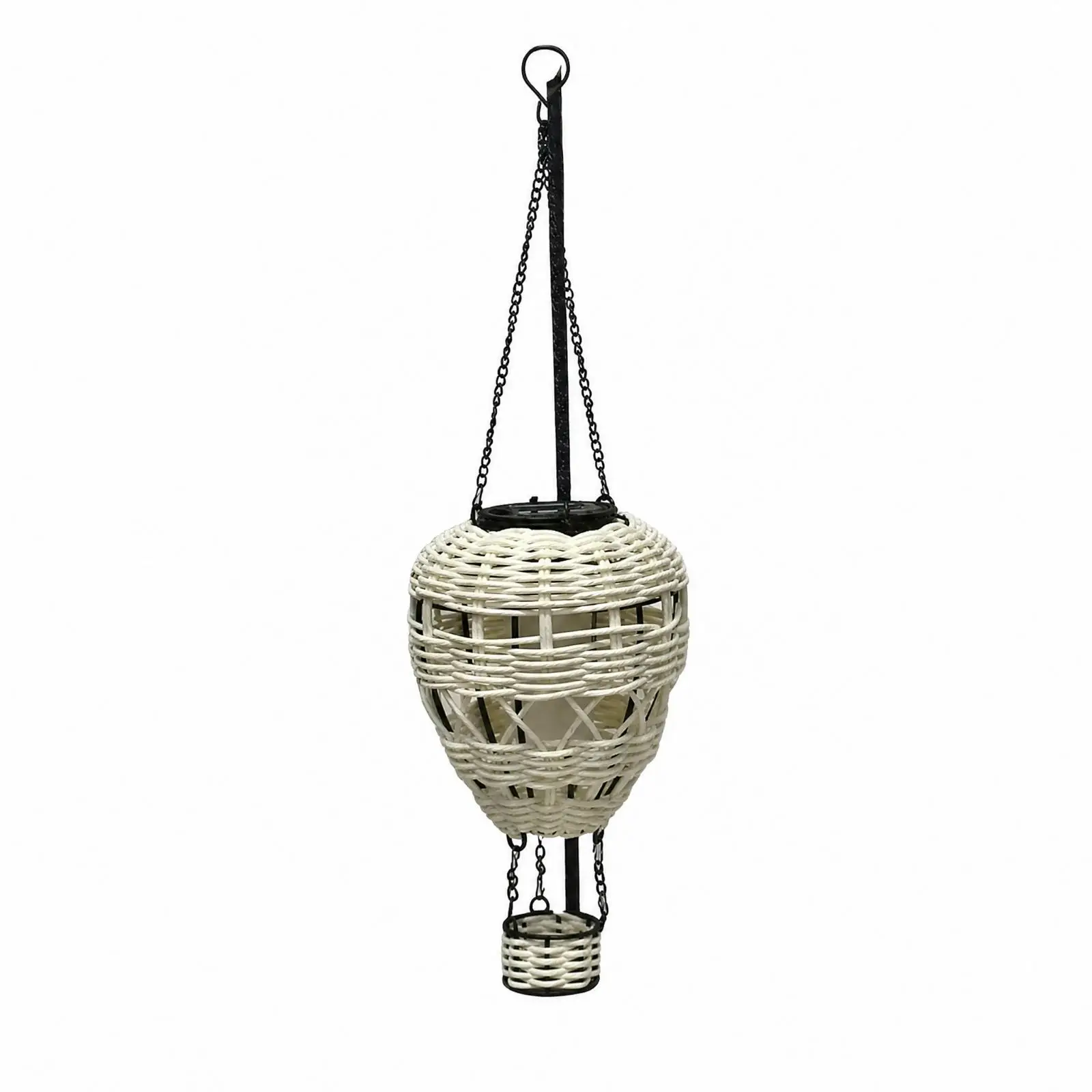 Hanging Solar Lantern Rattan Woven Outdoor Decorative Light for Balcony Porch Garden Use