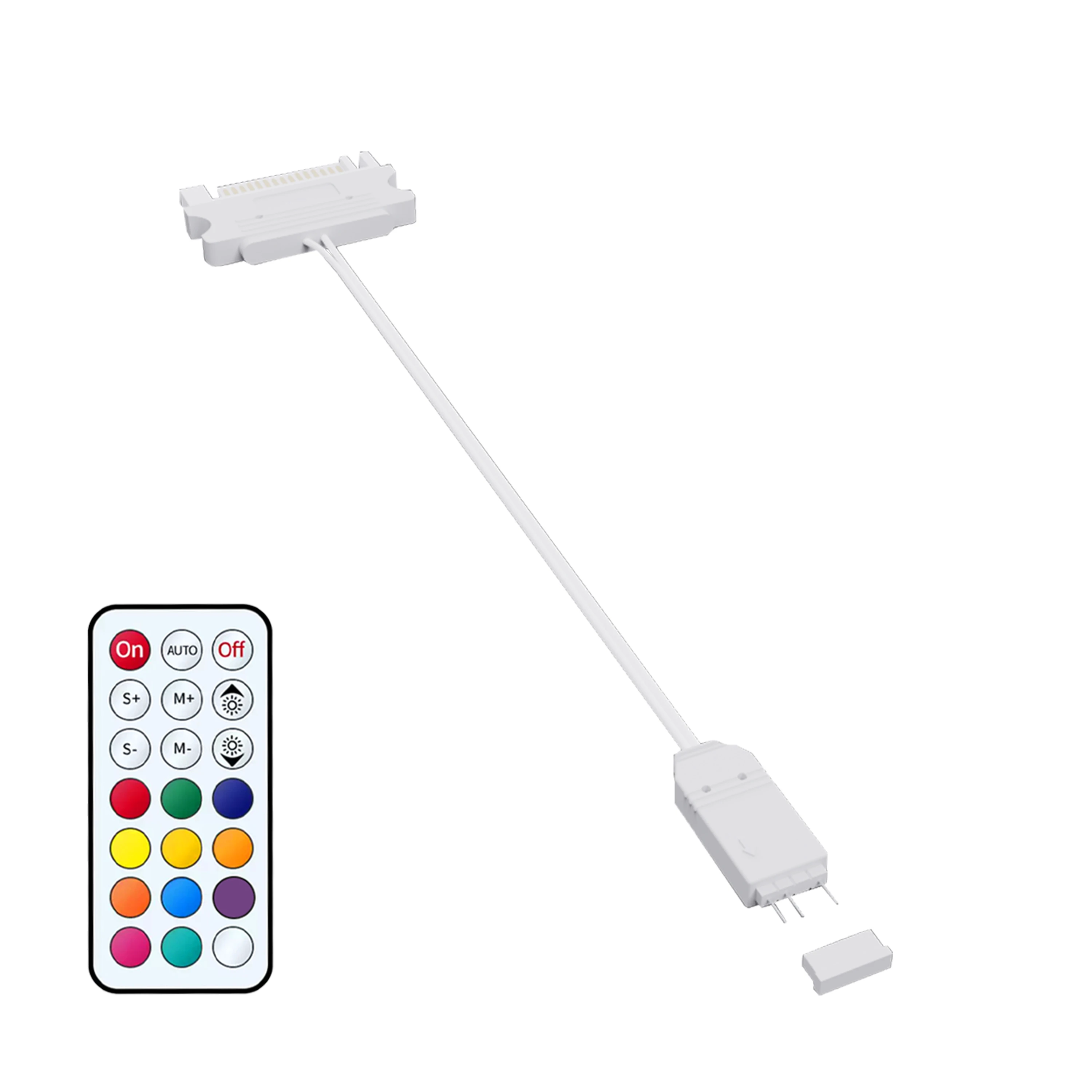 SATA Powered 5V 3Pin ARGB Controller, RF Remote RGB Fan Light Strip Adapter (Battery Not Included), PC Case Modding Accessory
