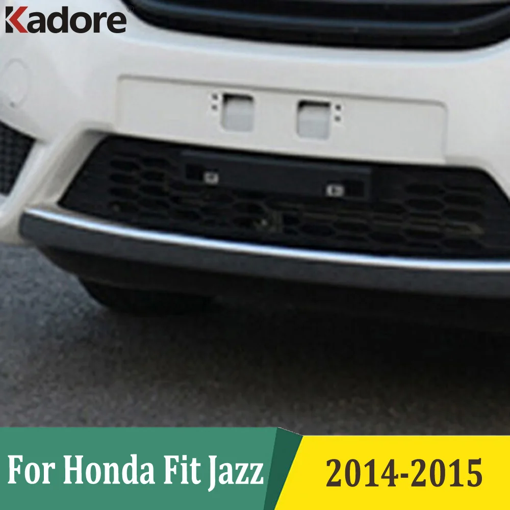 For Honda Fit Jazz 2014 2015 Chrome Front Lower Bumper Grille Bottom Cover Strip Trim Styling Car Accessories