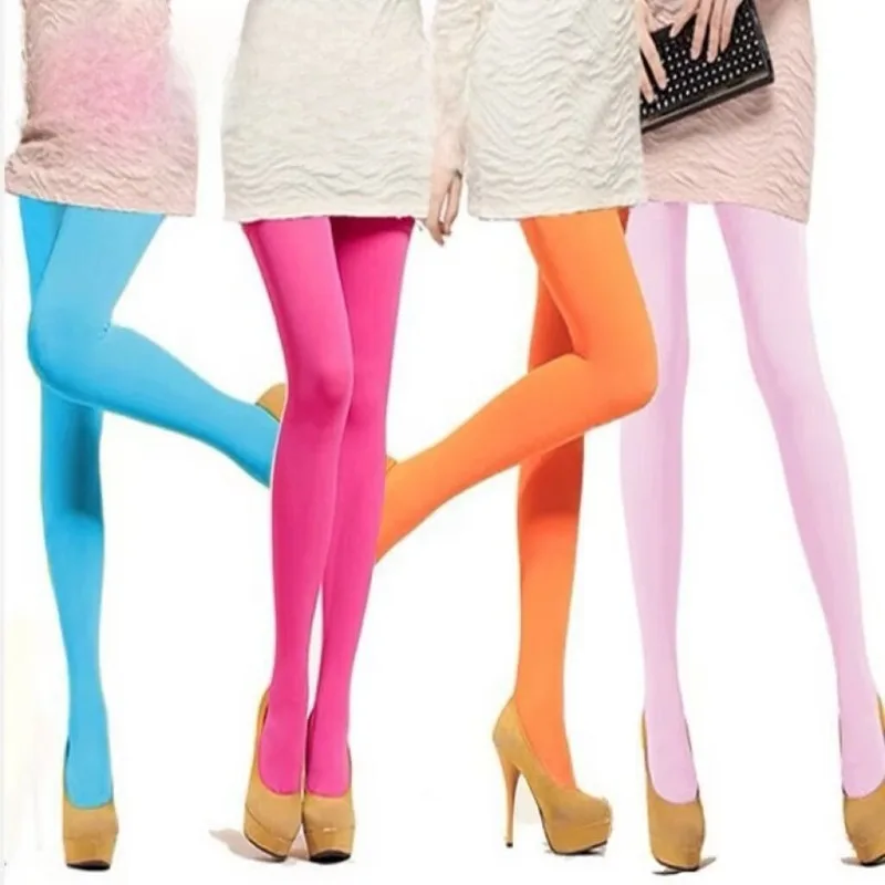 Y2k Ins Multi Bright Colour Velvet Women’s Opaque Tights, Lolita Sweet Soft High-Stretch Pantyhose, Daily Skirt Leg Stockings