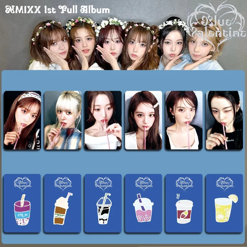 โฟโต้การ์ดอัลบั้มเต็มชุดแรกของวงบลู (NMIXX) รุ่นวาเลนไทน์ พิมพ์สองด้าน ฟิล์มด้าน คิวจิน จีวู ของสะสมสำหรับแฟนคลับ ของขวัญ
