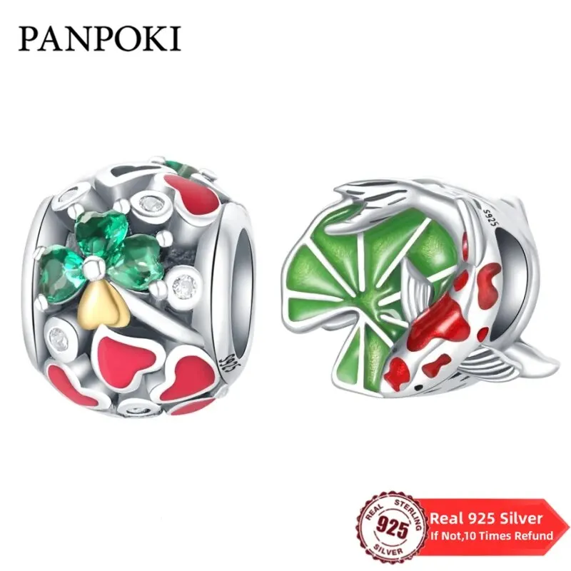 New 925 Sterling Silver Lucky Symbol Four-leaf Clover Charms Beads Fit Original Pandora Bracelet Jewelry Making Diy Gift