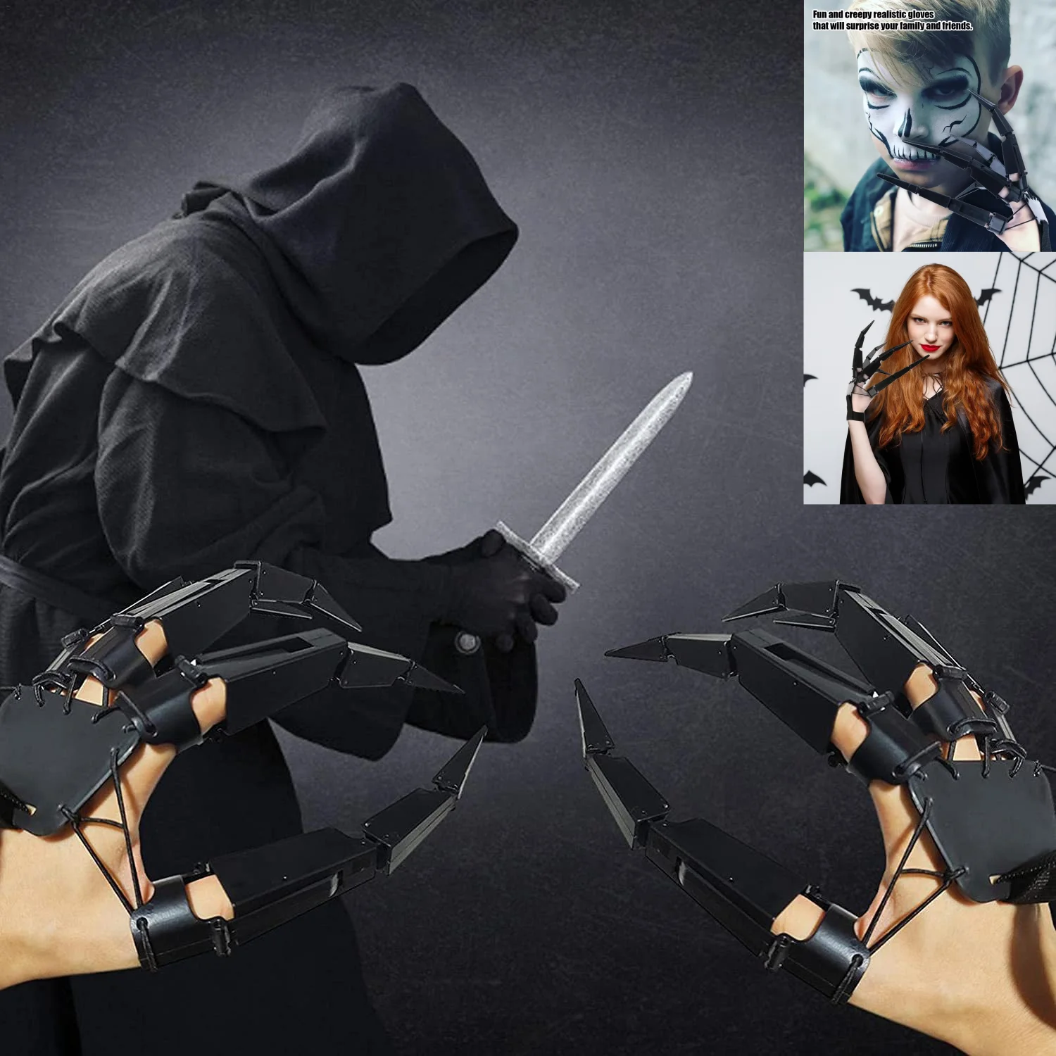 할로윈 관절형 손가락 장갑 유연하고 재미있는 장난감 코스튬 파티 유령 발톱 손 모델 할로윈 파티 장식 선물