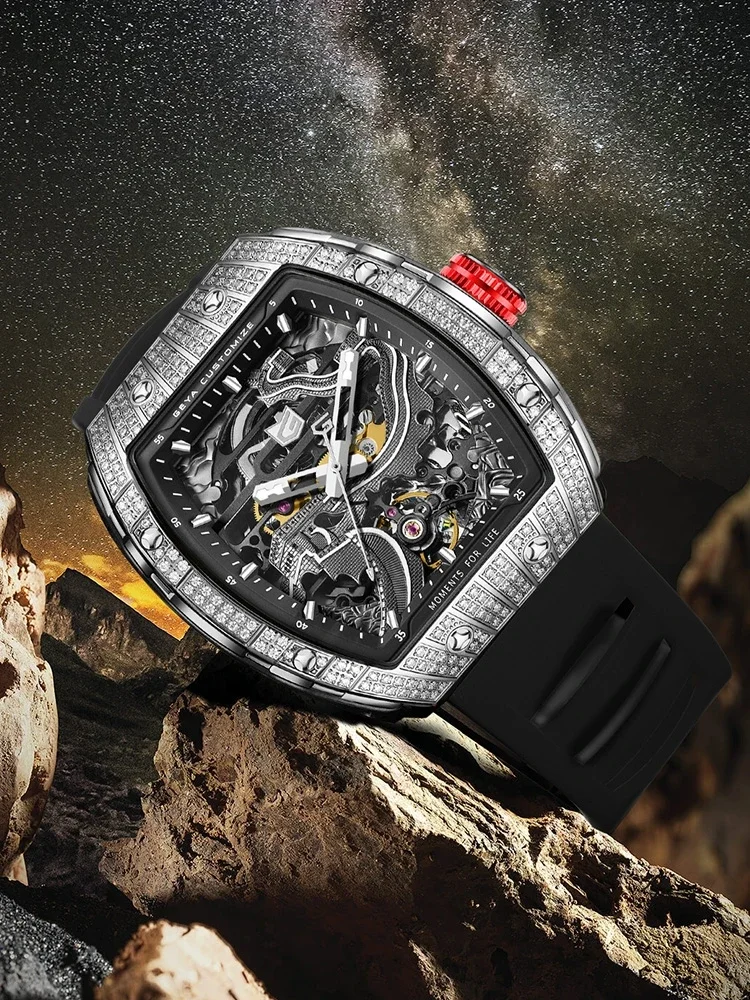 ساعة حائط كبيرة شرقية قديمة ، ساعة ميكانيكية للرجال ، أوتوماتيكية بالكامل ، علامة تجارية مهيمنة وعصرية مقاومة للماء