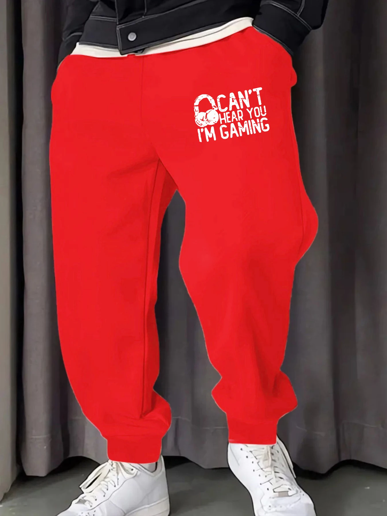

Мужские спортивные штаны Can't Hear You I'm Gaming с карманами и эластичной резинкой на талии, удобные брюки на шнурке Y2K, теплые бритвы
