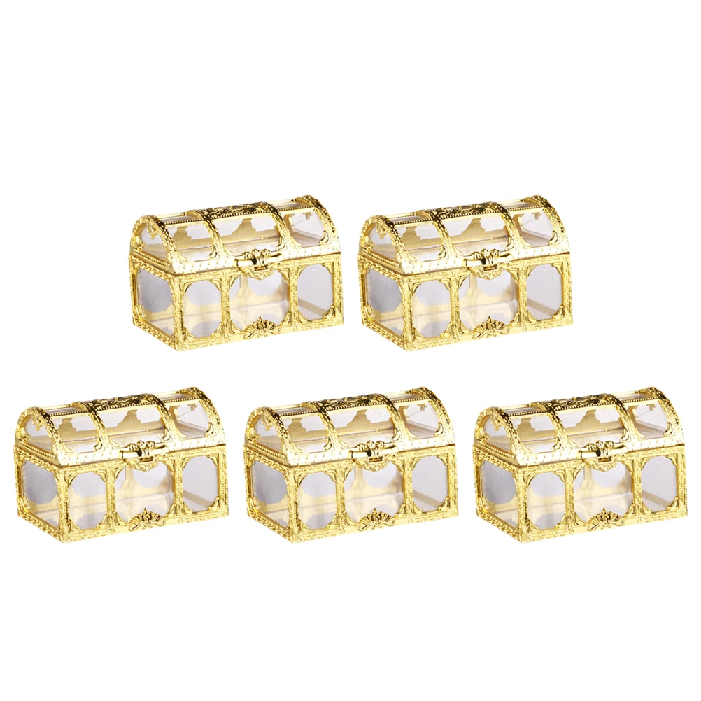 

5Pcs C y Boxes Clear Plastic Storage Containers Wedding Party Favors Decorative Treasure Chest Shape Gift Wrapping Boxes