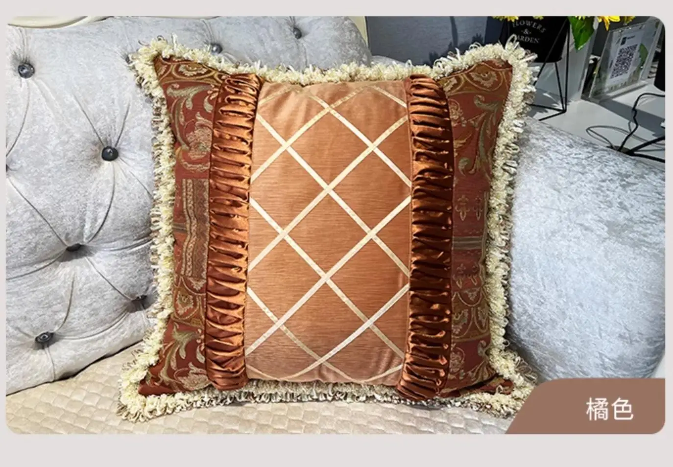 European Round Cushion Pillow, High-End Candy Pillow, Nordic Long Waist Pillow, Home Sofa and Bed Room Decor, FG834-9