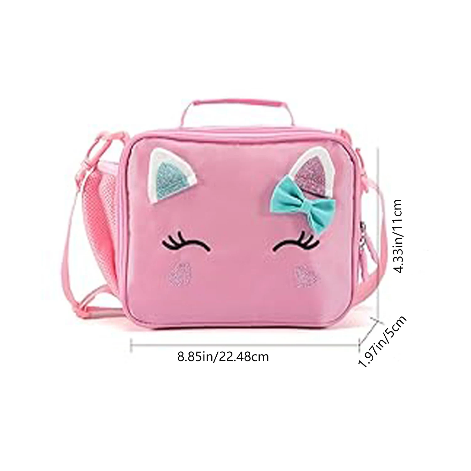 Dwuczęściowy zestaw dla dziewczyn: uroczy piórnik i torba na lunch z motywem jednorożca, miękki piórnik damski, pojemny organizer na artykuły piśmiennicze, etui na długopisy, artykuły szkolne, uniwersytet, organizer biurowy, duża pojemność (różowy)