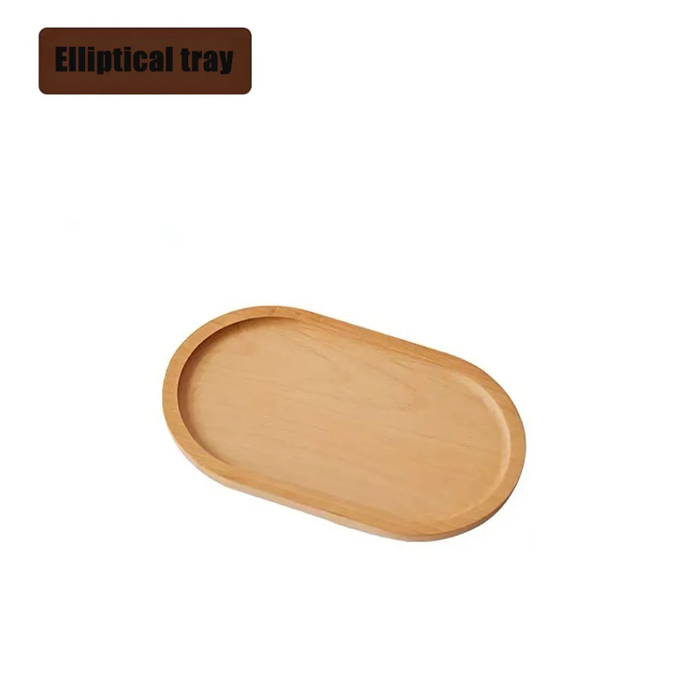 KEMORELA 1PCS Tableware Solid Wood Round Dessert Plate Japanese-style Wooden Tray Snack Plate Dried Fruit Plate Wooden Plate